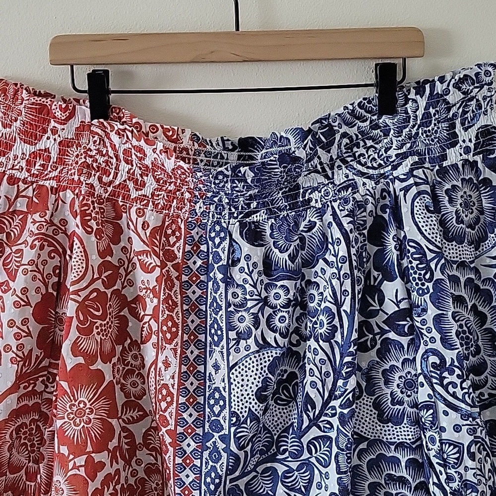 Chico's Off the Shoulder Blue Orange Blouse Size Large/14 - Picture 6 of 9